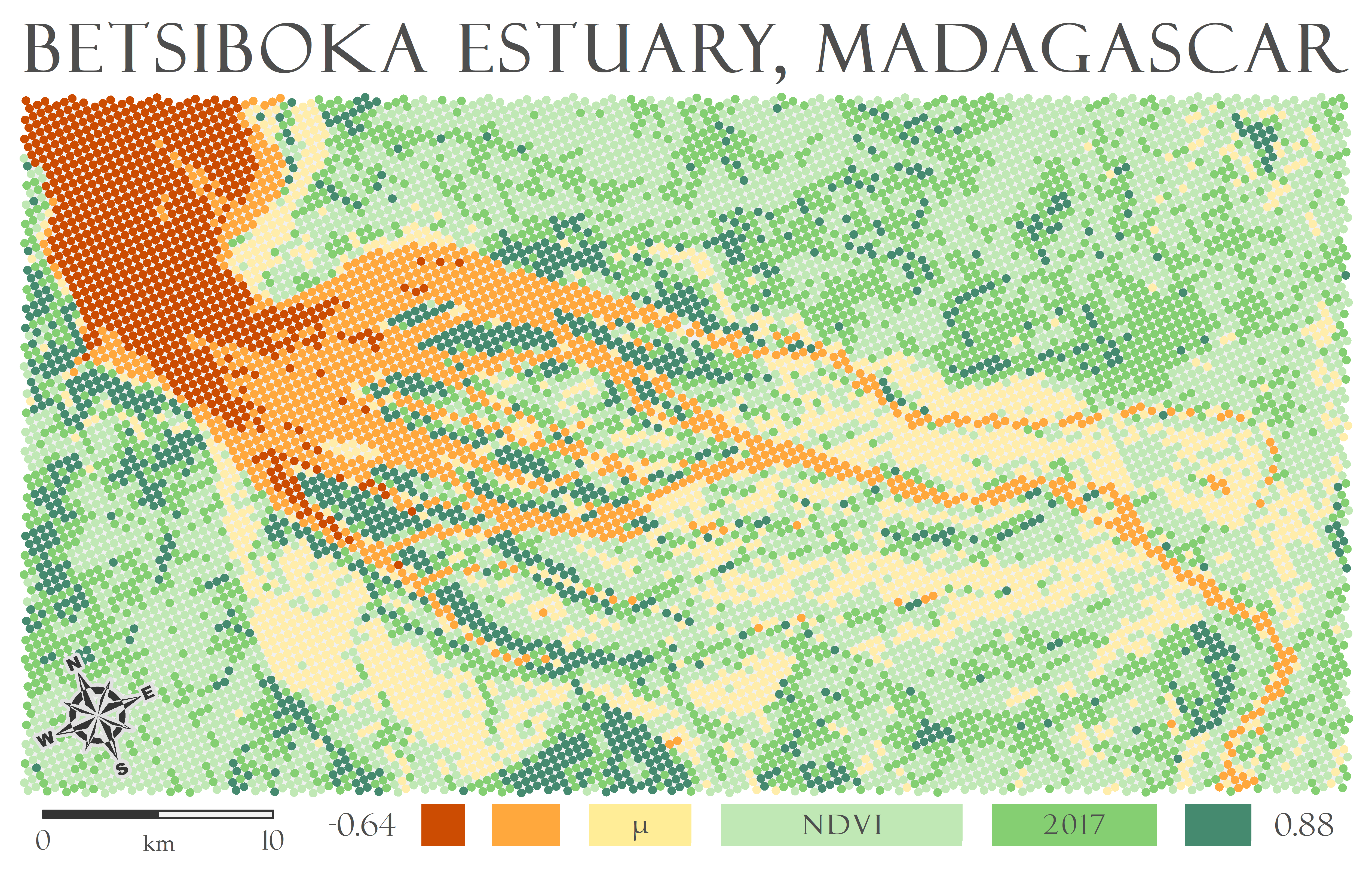 NDVI map of the Betsiboka Estuary in Madagascar.
